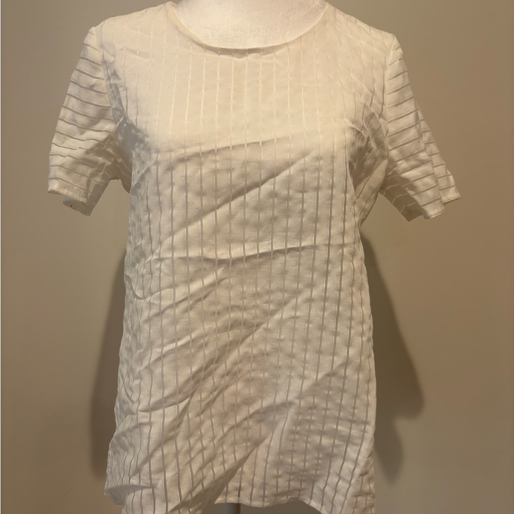 Sheer White Textured Women's Top